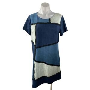 Design Lab Multicolor Colorblock Patchworks Short Sleeve Mini T-Shirt Dress Sz M